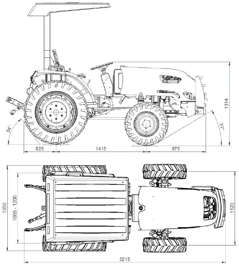 Agrale 4230.4 Utility Tractor Dimensions