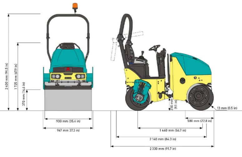 Ammann ARX 16-2 Tandem Roller Dimensions