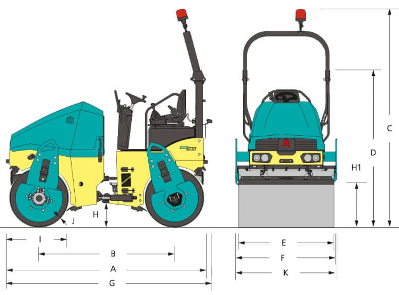 Ammann ARX 45-2 Roller Dimensions