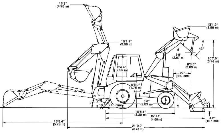 Case 480D Backhoe Loader Dimensions