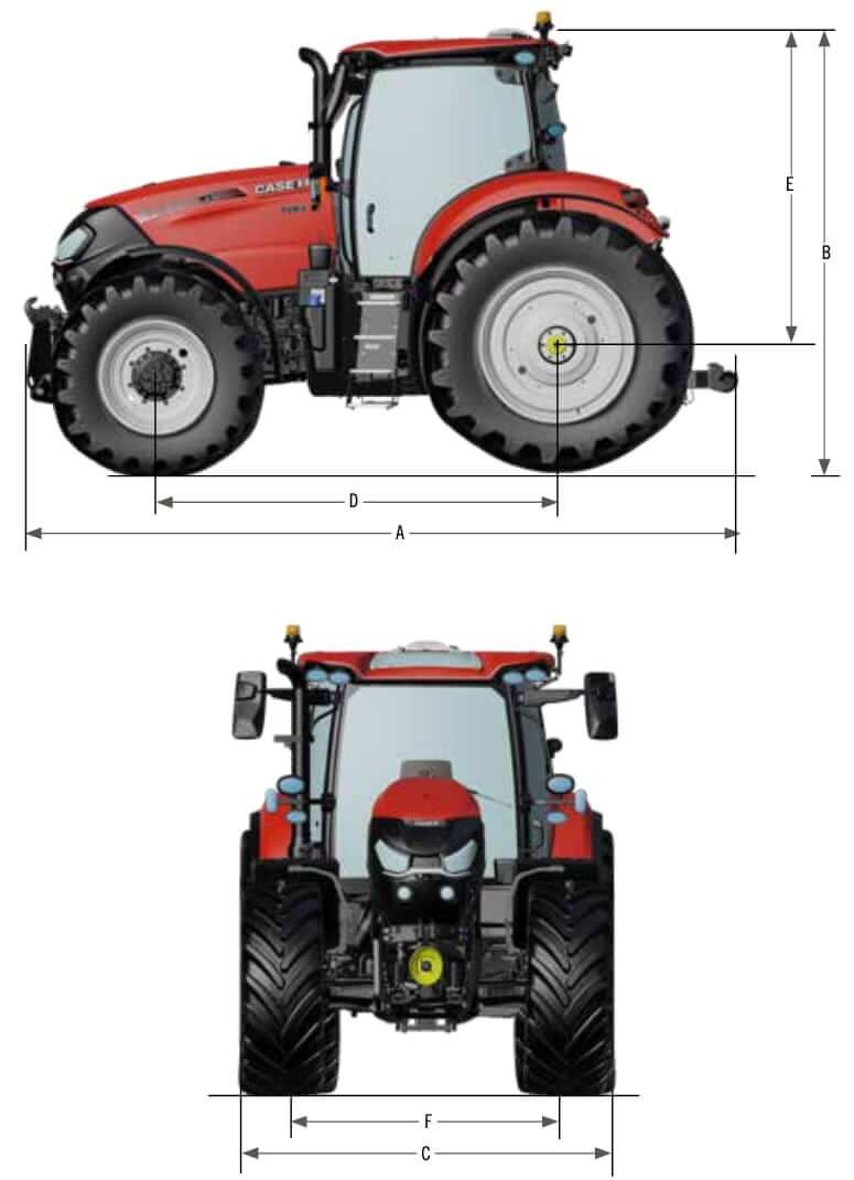 Case IH 165 CVT Drive Tractor Dimensions and Weight