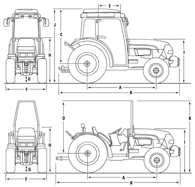 Case IH Farmall 95N Narrow Tractor Dimensions and Weight