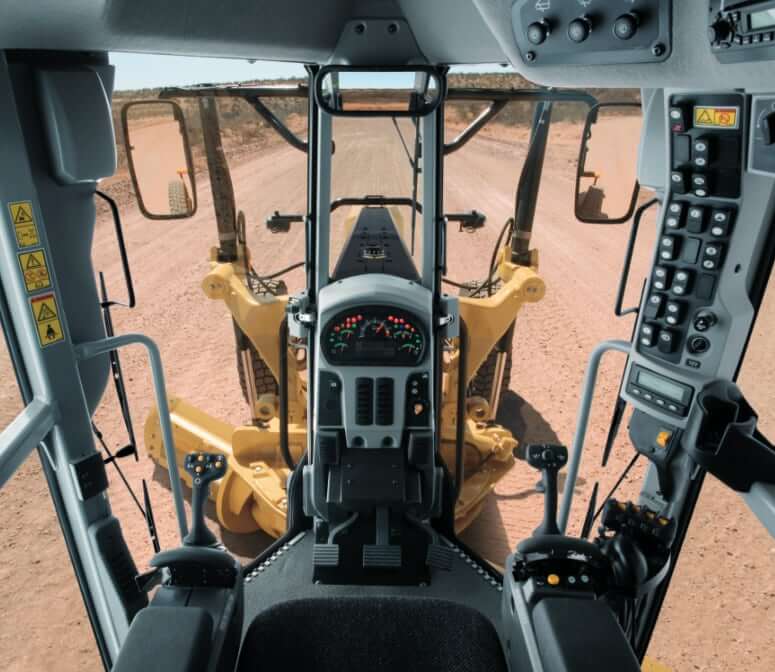 CAT 140M AWD Grader Cab Interior