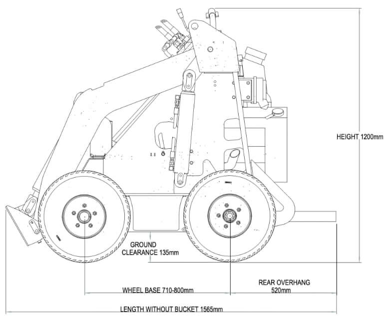 Dingo K9-3 Mini Digger Dimensions