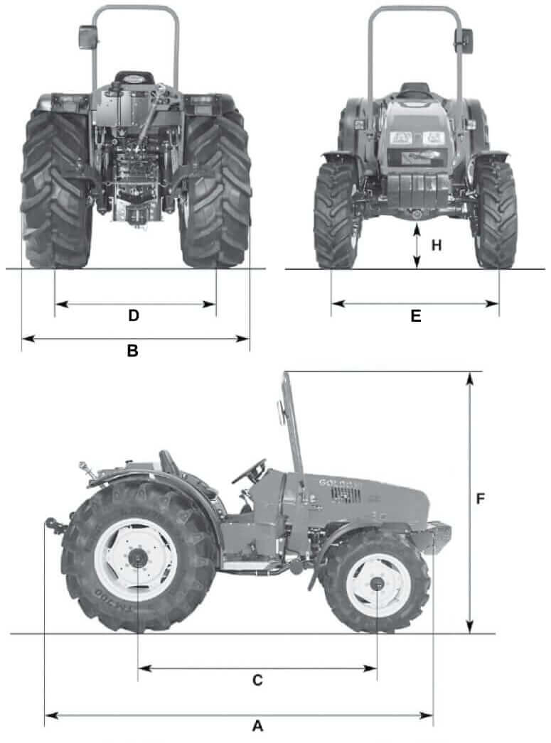 Goldoni Star 3050 SL Tractor Dimensions