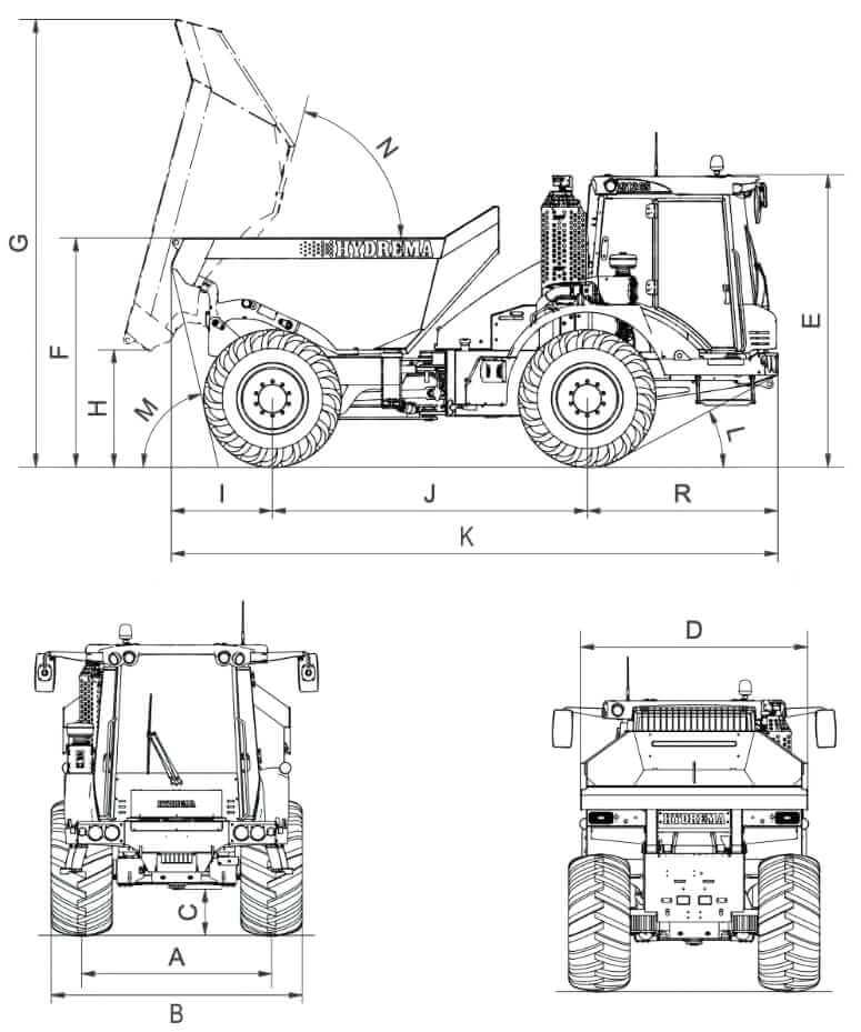 Hydrema 912 G Articulated Dump Truck Dimensions