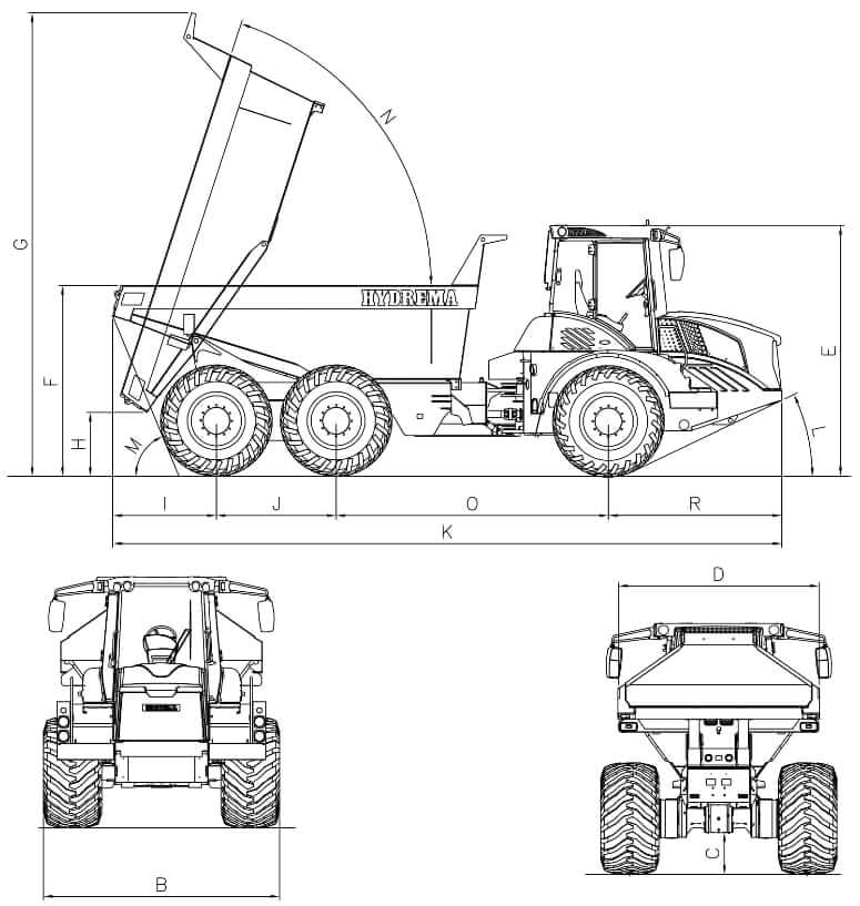 Hydrema 920G Articulated Dump Truck Dimensions