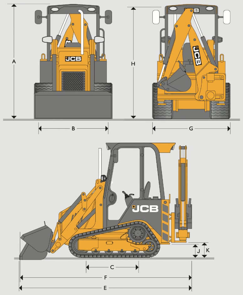 JCB 1CXT Backhoe Loader Dimensions