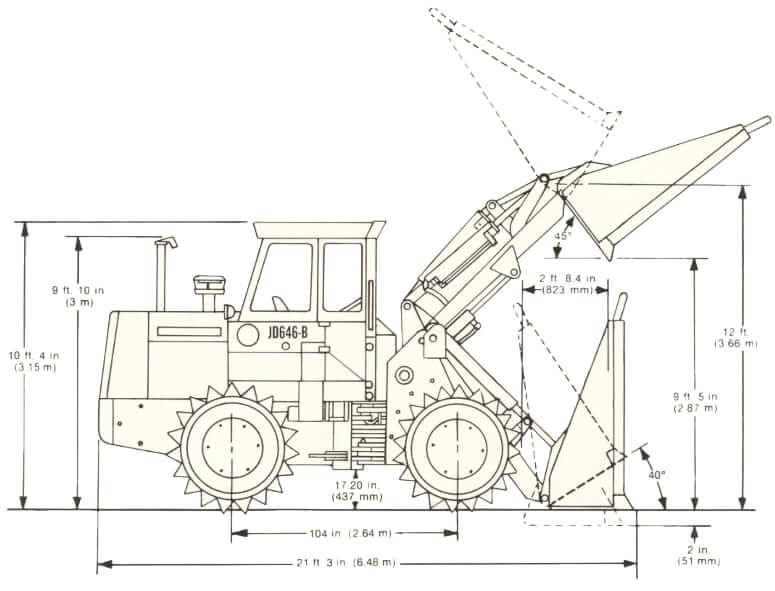 John Deere 646B Landfill Compactor Dimensions