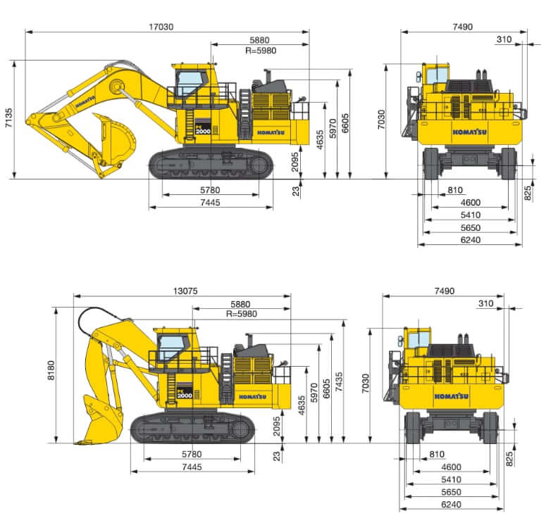 Komatsu PC2000-8 Dimensions