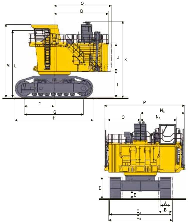 Komatsu PC4000-11 Mining Excavator Dimensions and Weight