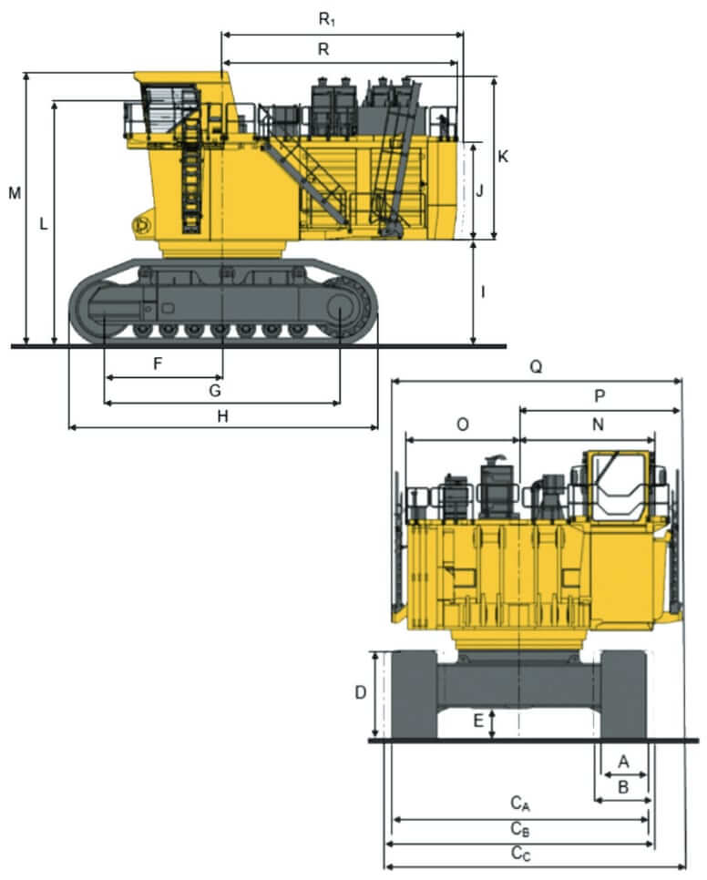 Komatsu PC5500-11 Mining Excavator Dimensions