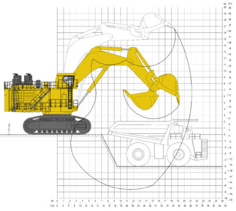 Komatsu PC8000-11 Excavator Backhoe Working Range