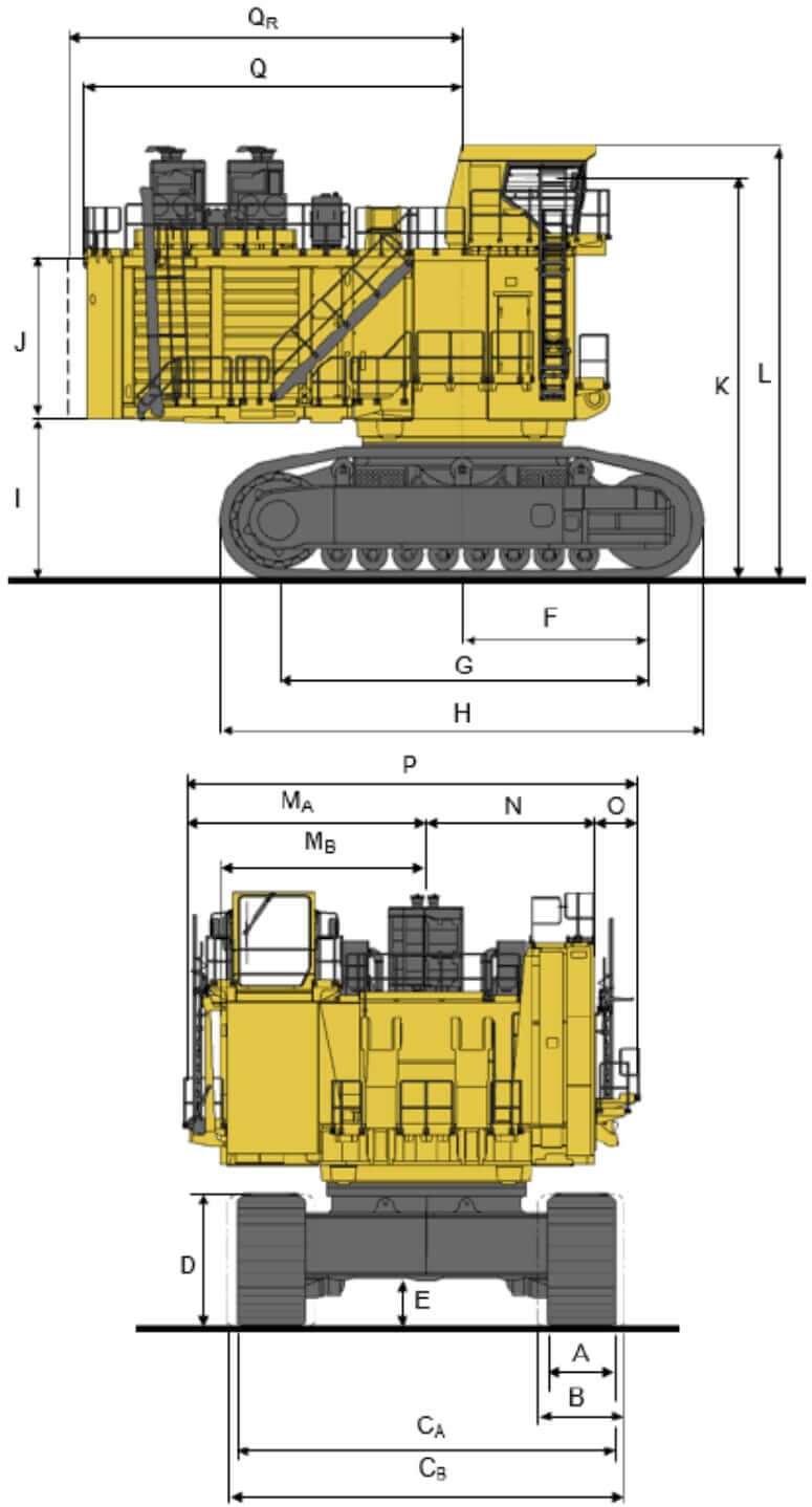 Komatsu PC8000-11 Mining Excavator Dimensions and Weight