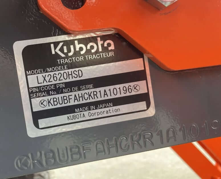 Kubota Tractor Serial Number Locate