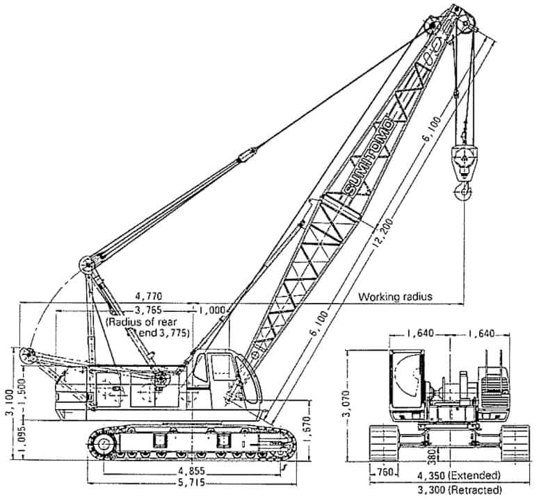 Sumitomo SC500-2 Crawler Crane Dimensions