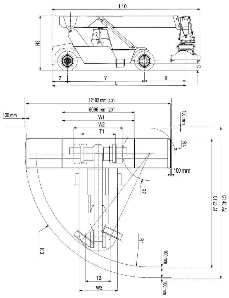 Terex Fantuzzi CS 45 KS Reach Stacker Dimensions